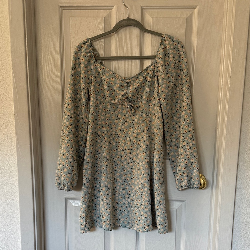 Lily Rose Light Blue Floral Long Sleeve Dress